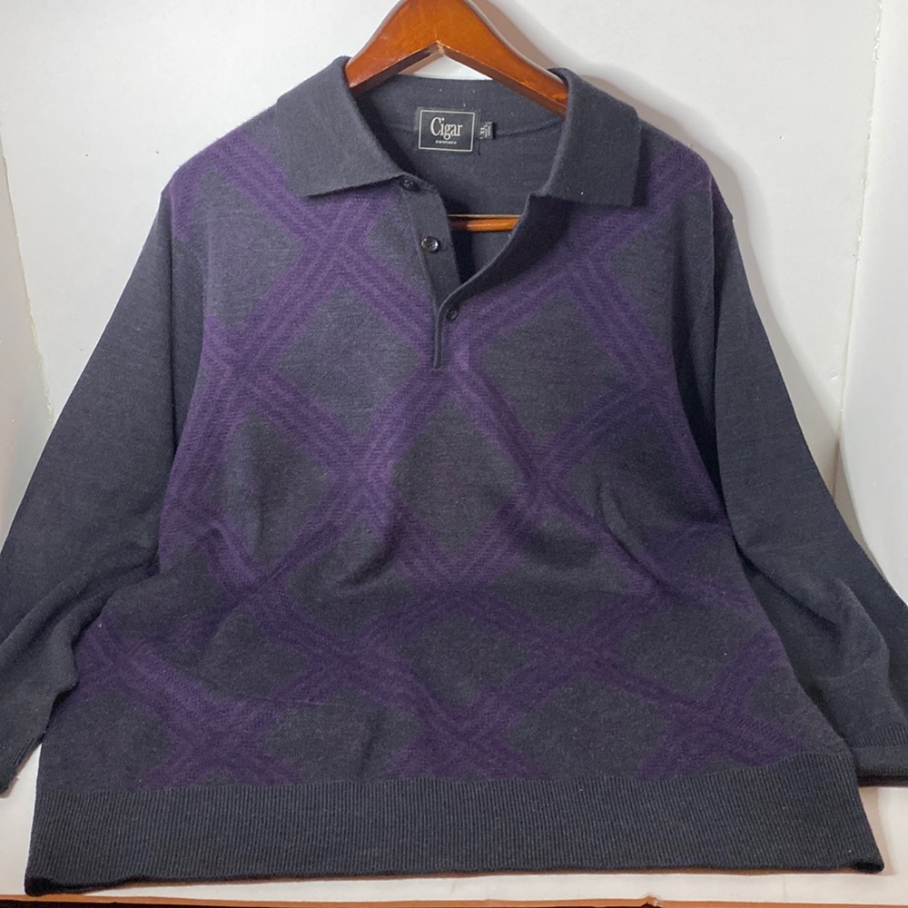 Cigar men’s, pull over sweater,  extra-large color, gray,  purple